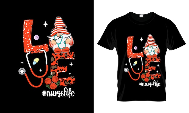 Vetor amor enfermeiro vida colorida t-shirt gráfico enfermeira t-short design
