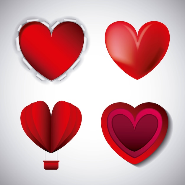 Amor estilos de corações diferentes para o dia dos namorados