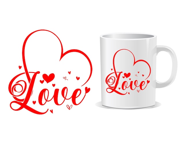 Vetor amor feliz dia dos namorados cita vetor de design de caneca