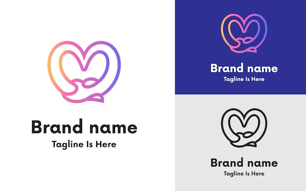 Amor gradiente com design de logotipo de conceito de mão