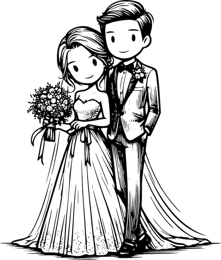 Vetor amor romântico e arte de casamento para ocasiões especiais
