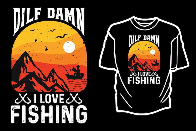 Amostras de design de camiseta com a ilustração de uma pesca vetor premium