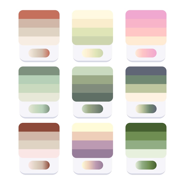 Vetor amostras de paleta de cores de várias formas abstratas