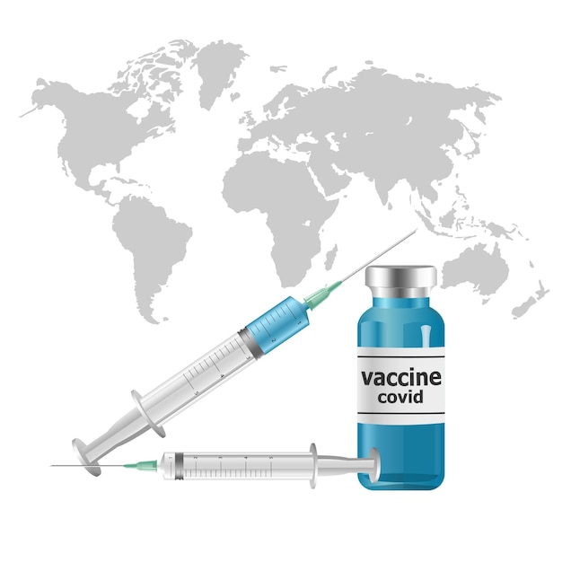 Ampola de vacina e seringa ilustração stock coronavirus 19