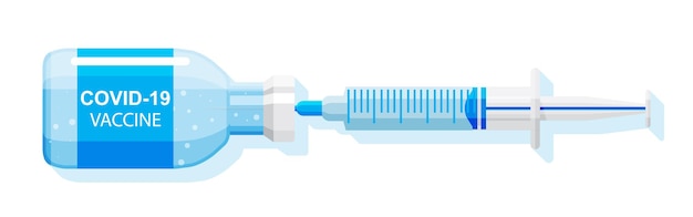 Ampola e seringa com medicamento. conceito de vacinação do coronavirus covid 19. eu