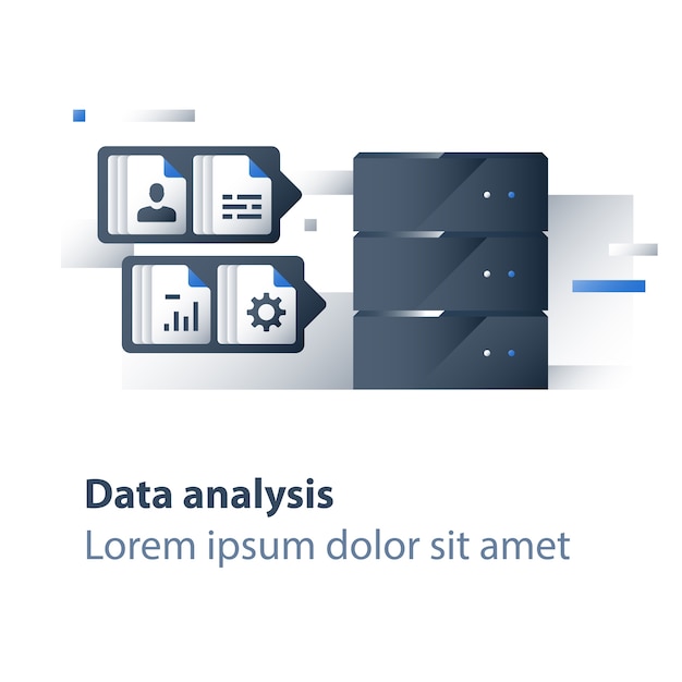 Análise de big data, coleta e processamento de informações, gráfico de relatório, servidor de dados