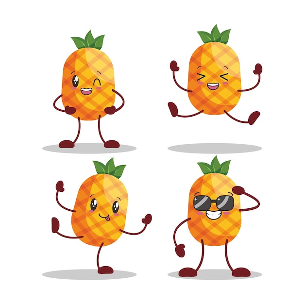 Ananás desenho animado com ação diferente