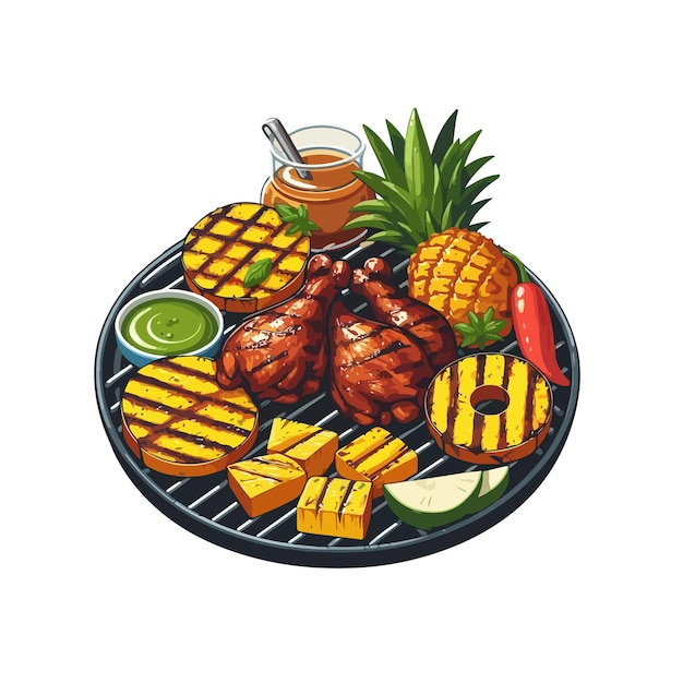 Ananás e carne churrasco ai imagem gerada