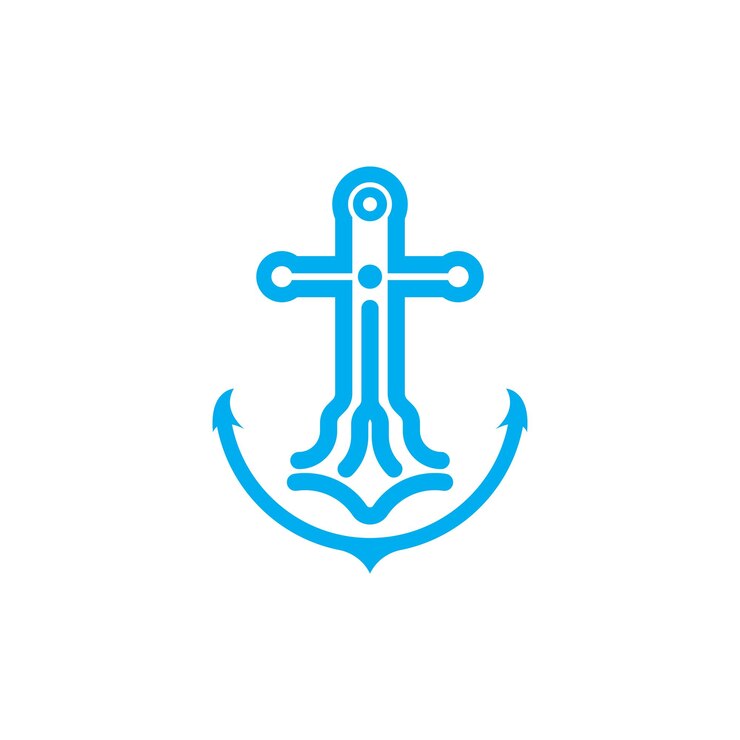Vetor âncora logotipo ícone barco navio marinho marinha