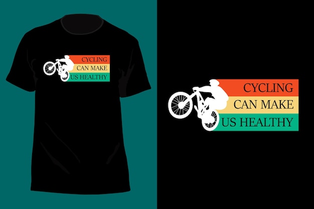 Vetor andar de bicicleta pode nos tornar saudável t-shirt design retro vintage