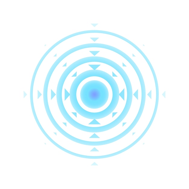 Anéis azuis e brancos papel de parede de onda sonora sinal de estação de rádio fundo de vetor de rotação de círculo