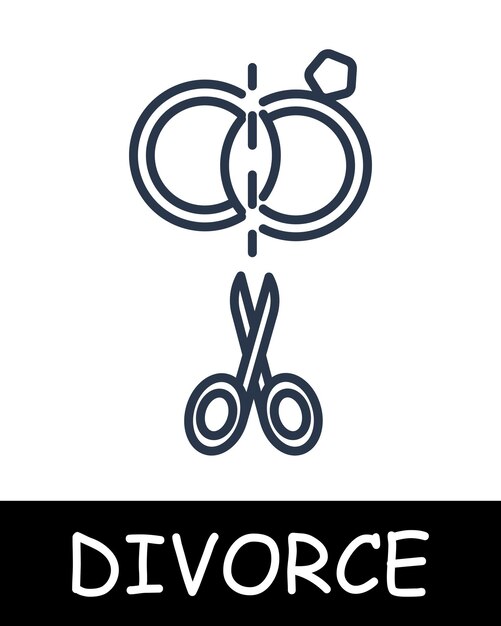 Vetor anéis de casamento ícone de linha jóias divórcio casamento tribunal marido esposa briga família ícones pretos em um fundo branco ícone da linha vetorial para negócios e publicidade