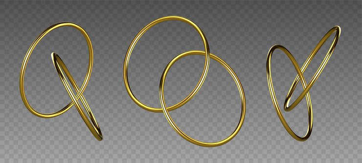 Vetor anéis de ouro isolados em fundo transparente. decorativo dourado