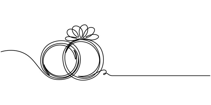 Vetor anel de casamento linha contínua ícone anel de casamento desenho de linha contínua com formas de cores dois