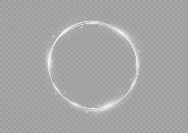 Vetor anel de chama branca flamejante moldura redonda de fogo prateado brilhante redemoinho de néon luz de círculo brilhante