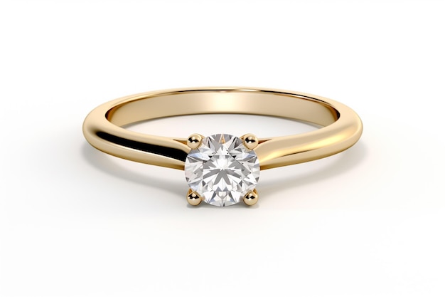 Vetor anel de ouro com diamante isolado em fundo branco