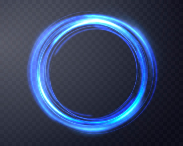 Anel mágico azul com brilho de néon anel de halo de chama de energia realista efeito de luz abstrato