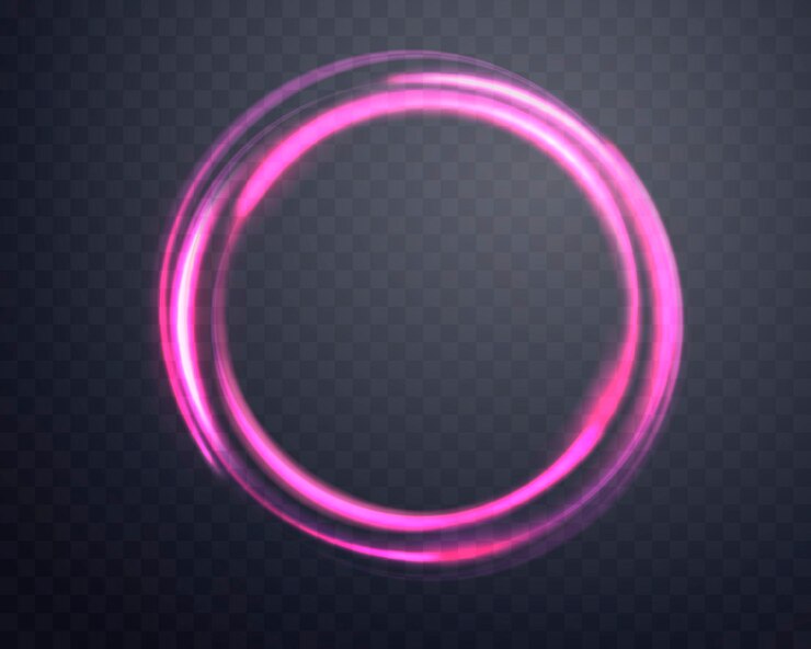 Anel mágico rosa com brilho de néon anel de halo de chama de energia realista efeito de luz abstrato