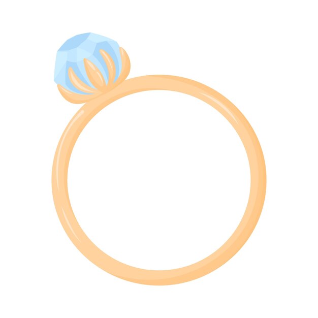 Anel vetorial com diamante brilhante Anel de casamento de ouro Anel de noivado de amantes Anel em estilo de desenho animado Anel com uma grande jóia Um símbolo de lealdade e amor de um marido e esposa Ouro amarelo Dia dos Namorados