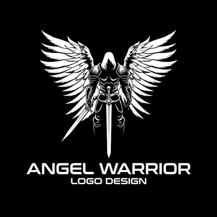 Vetor angel warrior vector logo design (desenho de logotipo do guerreiro anjo)