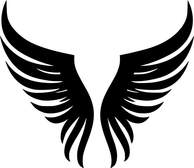 Vetor Ángeles wings ilustração vetorial de ícone isolado preto e branco