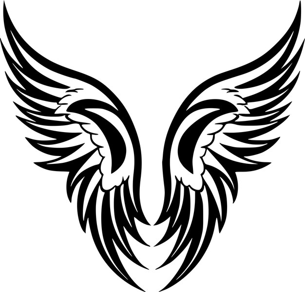 Vetor Ángeles wings ilustração vetorial de ícone isolado preto e branco