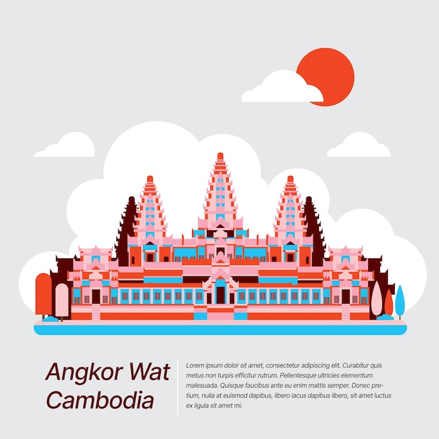 Angkor Wat Camboja vetor plano