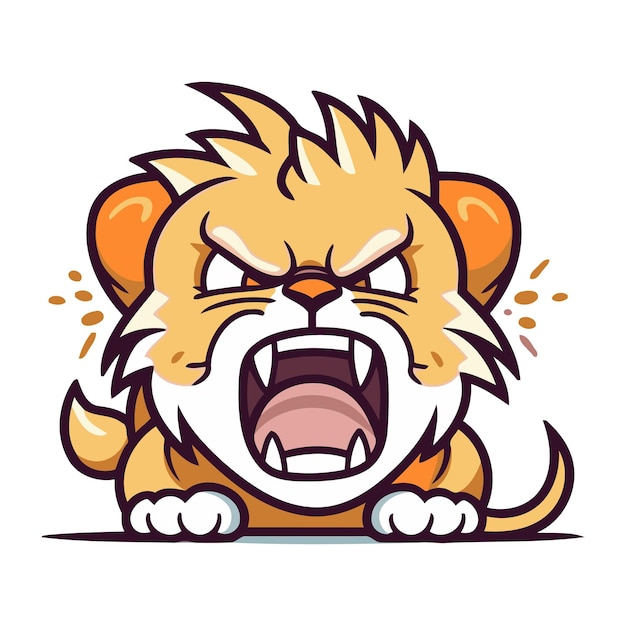 Vetor angry cartoon lion mascot personagem ilustração vetorial