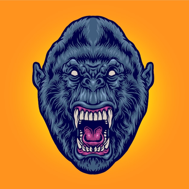 Vetor angry gorilla head