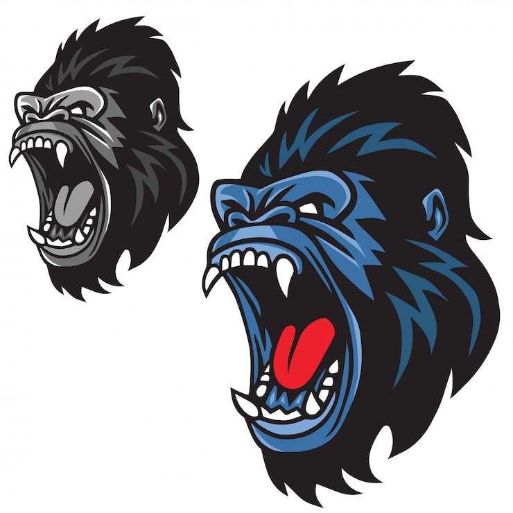 Vetor angry gorilla mascot cartoon logo conjunto vector