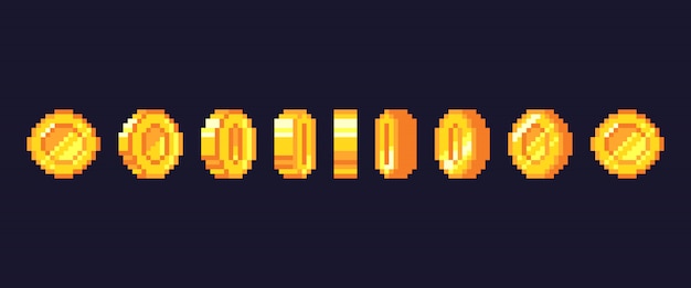 Quadros De Sprite De Animação De Moeda De Ouro. Pixel Art Jogo De