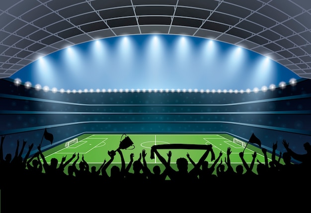 Animado multidão de pessoas em um estádio de futebol