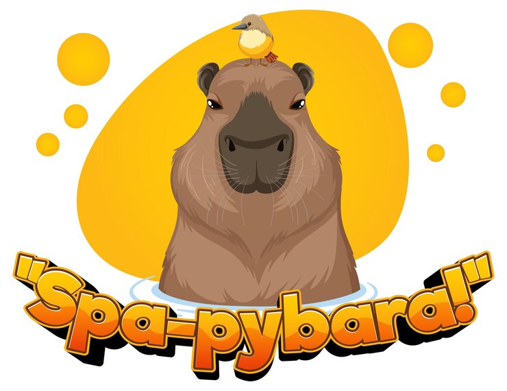 Vetor animais bonitos brincadeira engraçada com desenho animado de capybara