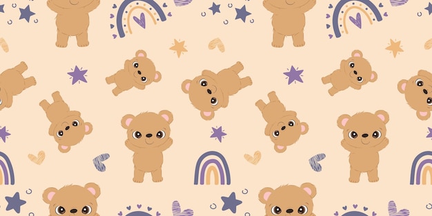 Animais bonitos, desenho sem costura.
