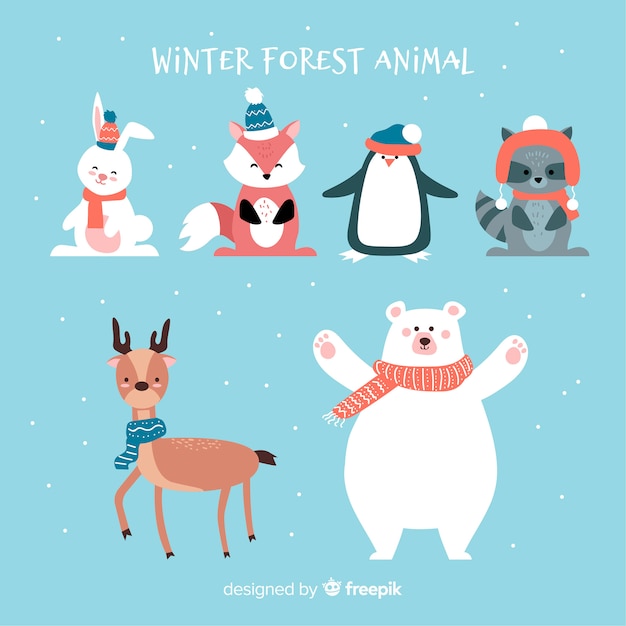 Vetor animais da floresta de inverno