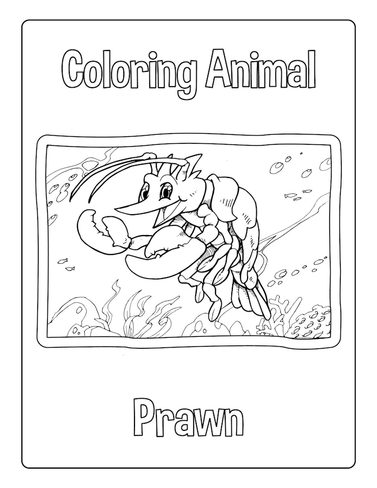 Vetor animais de a a z para colorir para crianças com animais fofos planilha de atividades em preto e branco