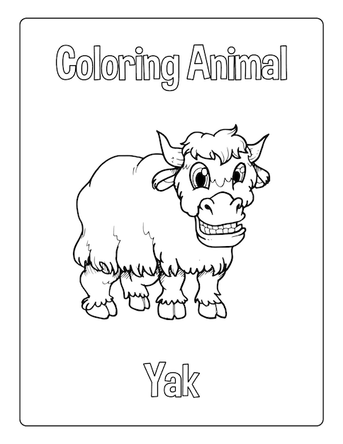 Animais de a a z para colorir para crianças com animais fofos planilha de atividades em preto e branco