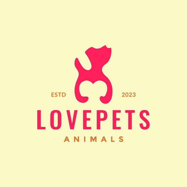 Vetor animais de estimação, cuidados com cães, abraço, amor, coração, vetor de design de logotipo