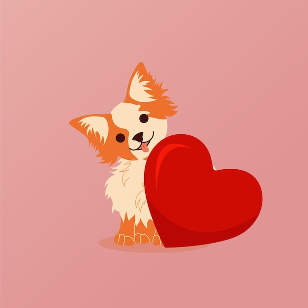 Animais de estimação do dia dos namorados Estilo infantil Cartão postal de humor doce e romântico