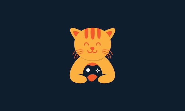 Animais de estimação gato gatinho gatinho com design de ícone de vetor de logotipo fofo de jogo de pau