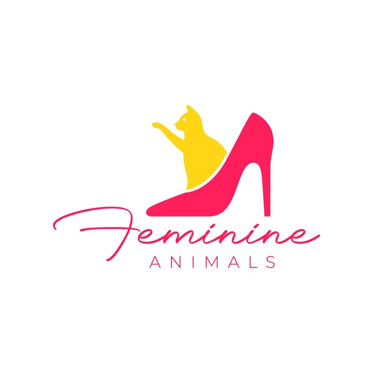 Vetor animais de estimação gato sapato feminino salto alto mulheres colorido moderno logotipo mínimo ilustração do ícone do vetor