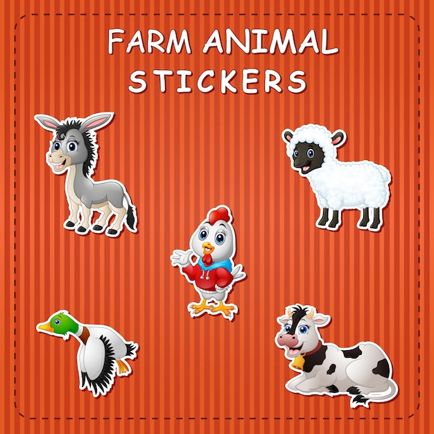 Animais de fazenda bonito dos desenhos animados adesivo