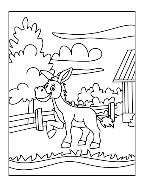 Animais de fazenda para colorir ou livro de colorir para crianças