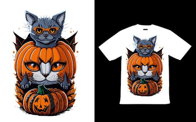 Animais de halloween t-shirt design para o feliz halloween