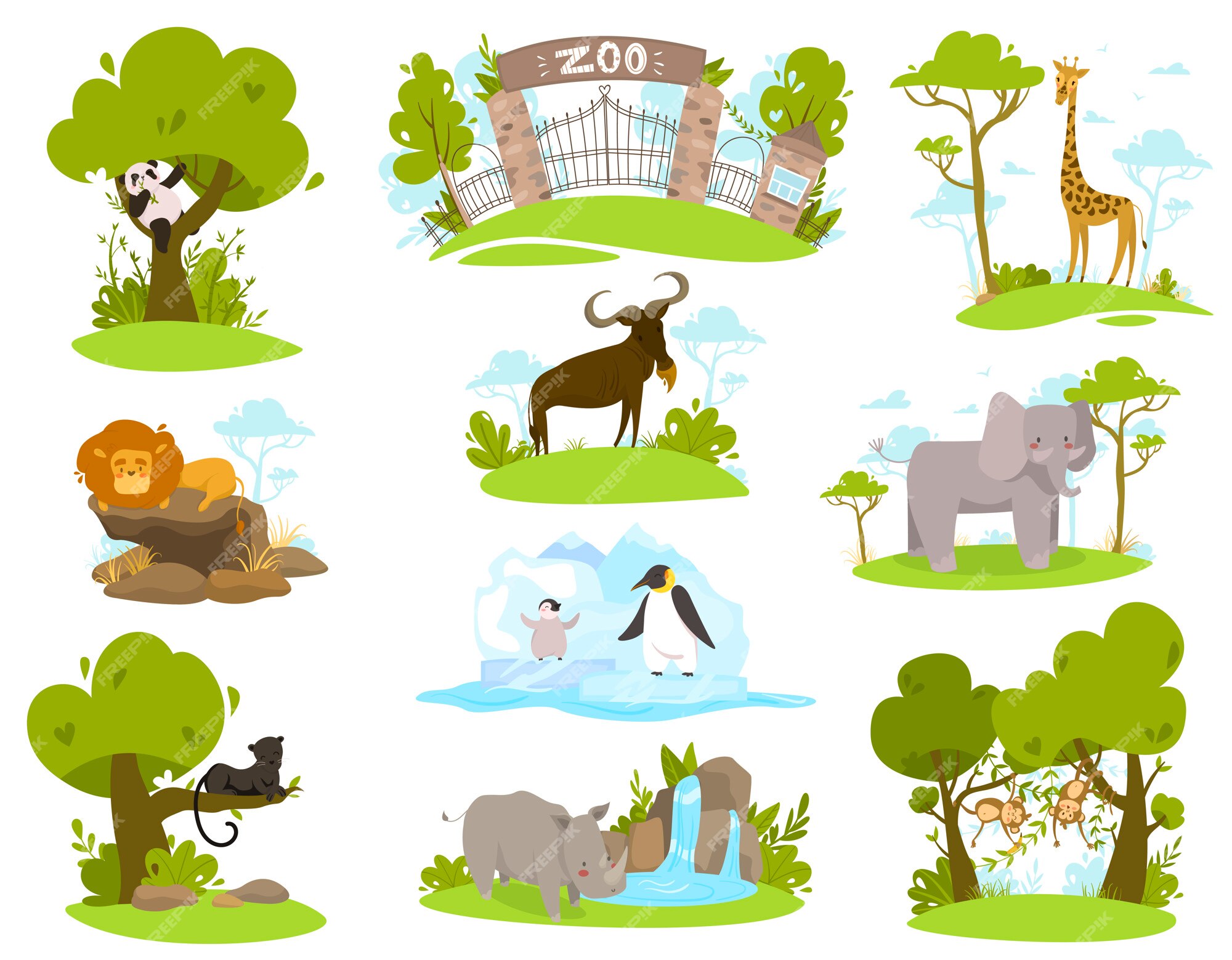 Jogo De Animais Redondos Bonitos Dos Desenhos Animados, Adesivos Do Jardim  Zoológico Do Vetor Royalty Free SVG, Cliparts, Vetores, e Ilustrações  Stock. Image 42515116