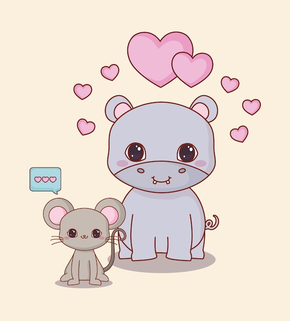 Animais kawaii e amor