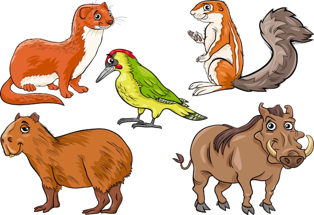 Animais selvagens definem ilustração dos desenhos animados