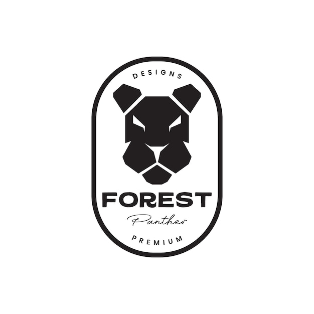 Animal besta floresta pantera carnívoro distintivo geométrico design de logotipo vintage ícone vetorial