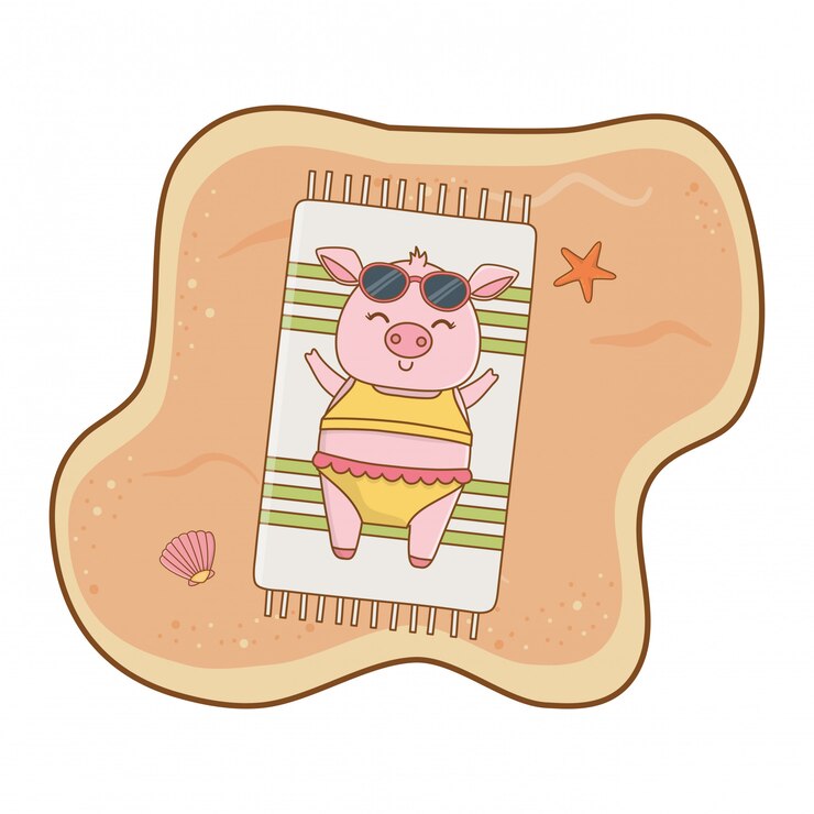 Vetor animal bonito, desfrutando de desenhos animados de horário de verão