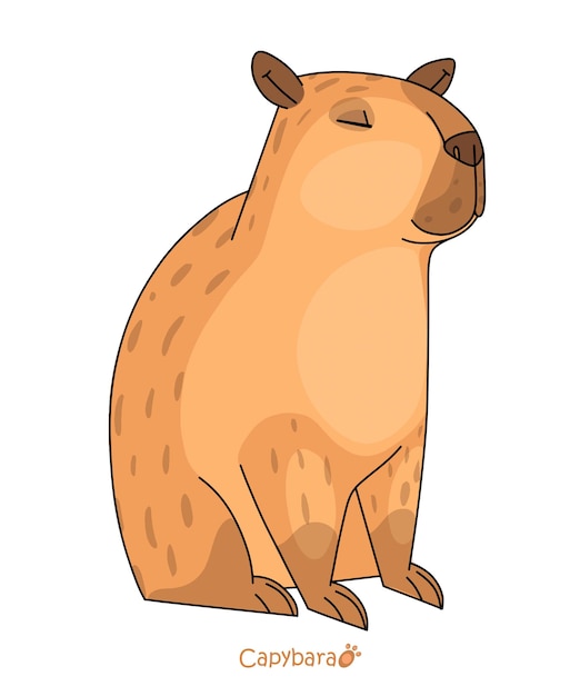 Capivara de desenho animado capivaras fofas animais selvagens semiaquáticos  engraçados herbívoro mamífero hidrochoerus conjunto de ilustração vetorial  plana coleção de roedores capivara